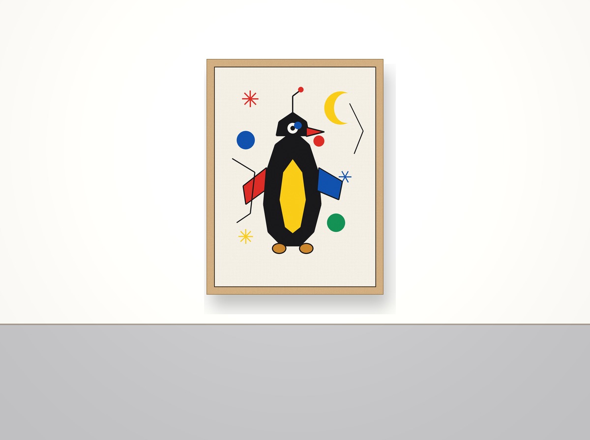 The Penguin Who Waited for the Moon shown on a wall in a nursery