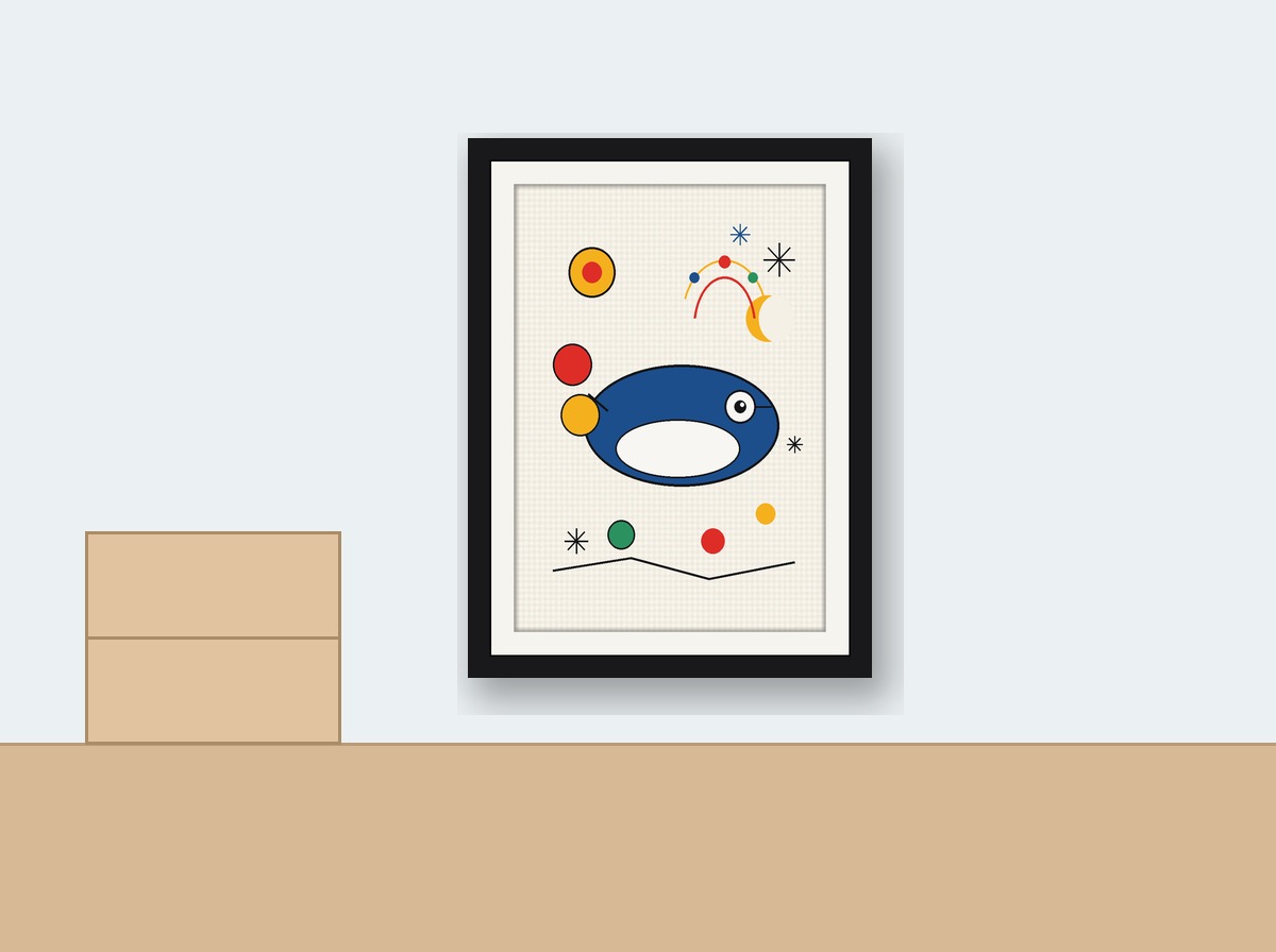 The Whale Who Liked Rain shown on a wall in a playroom