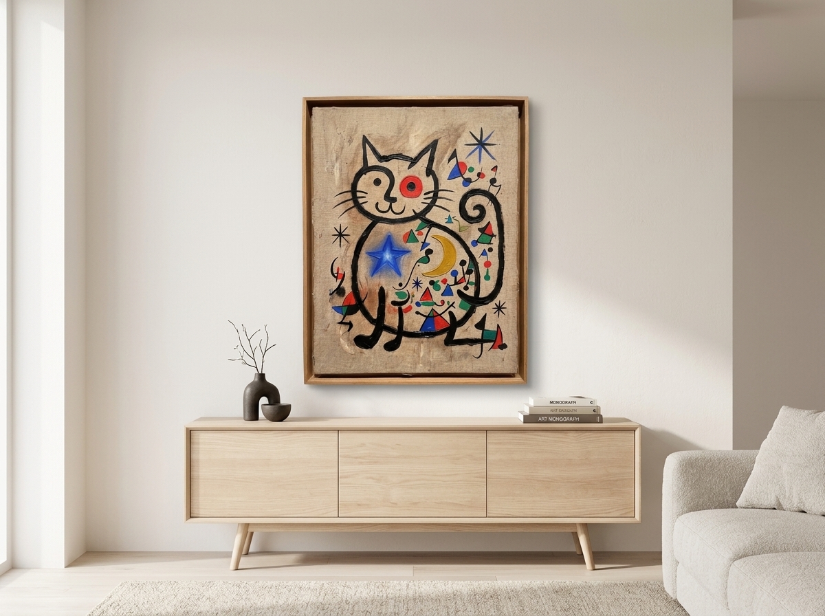 Cat in a Hurry shown on a wall in a child's bedroom