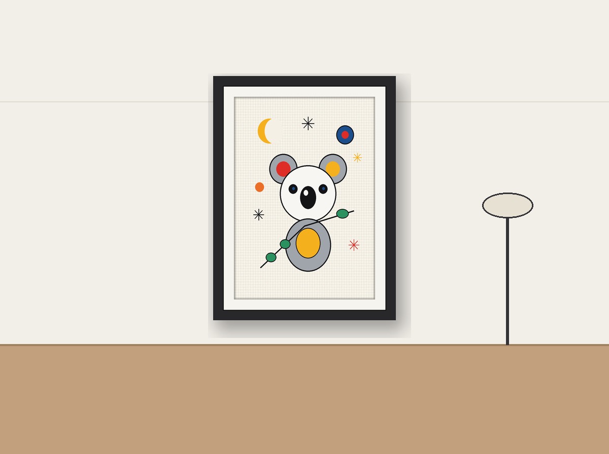 Koala Holding One Leaf shown on a wall in a child's bedroom
