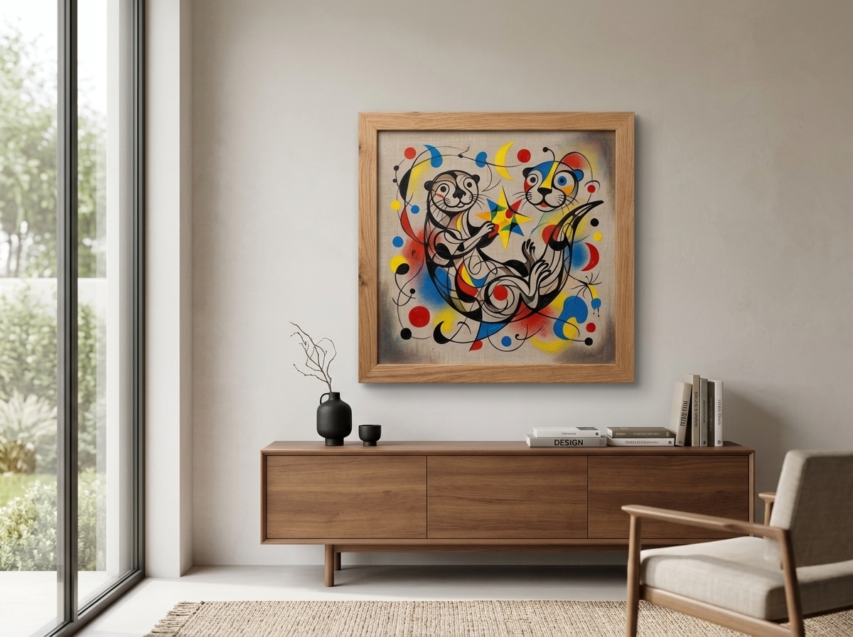 Two Otters and a Star shown on a wall in a child's bedroom