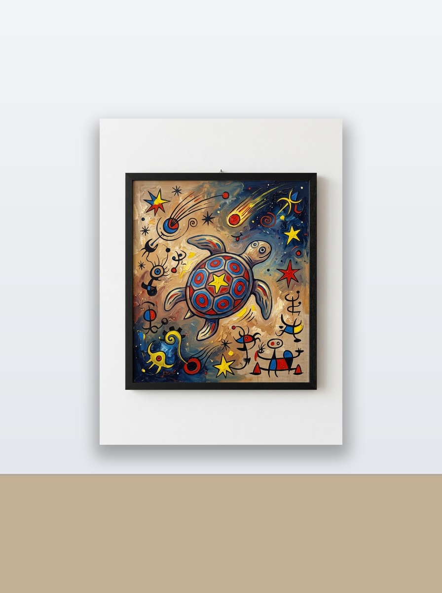 Turtle Swimming Past Comets shown on a wall in a playroom