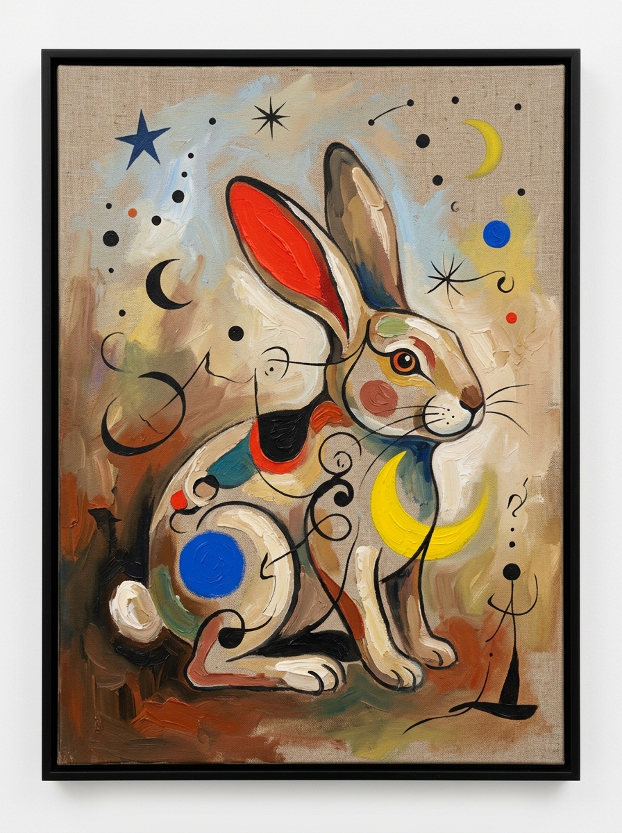Rabbit Under a Yellow Moon — an AI-generated artwork from the Space Adventure collection
