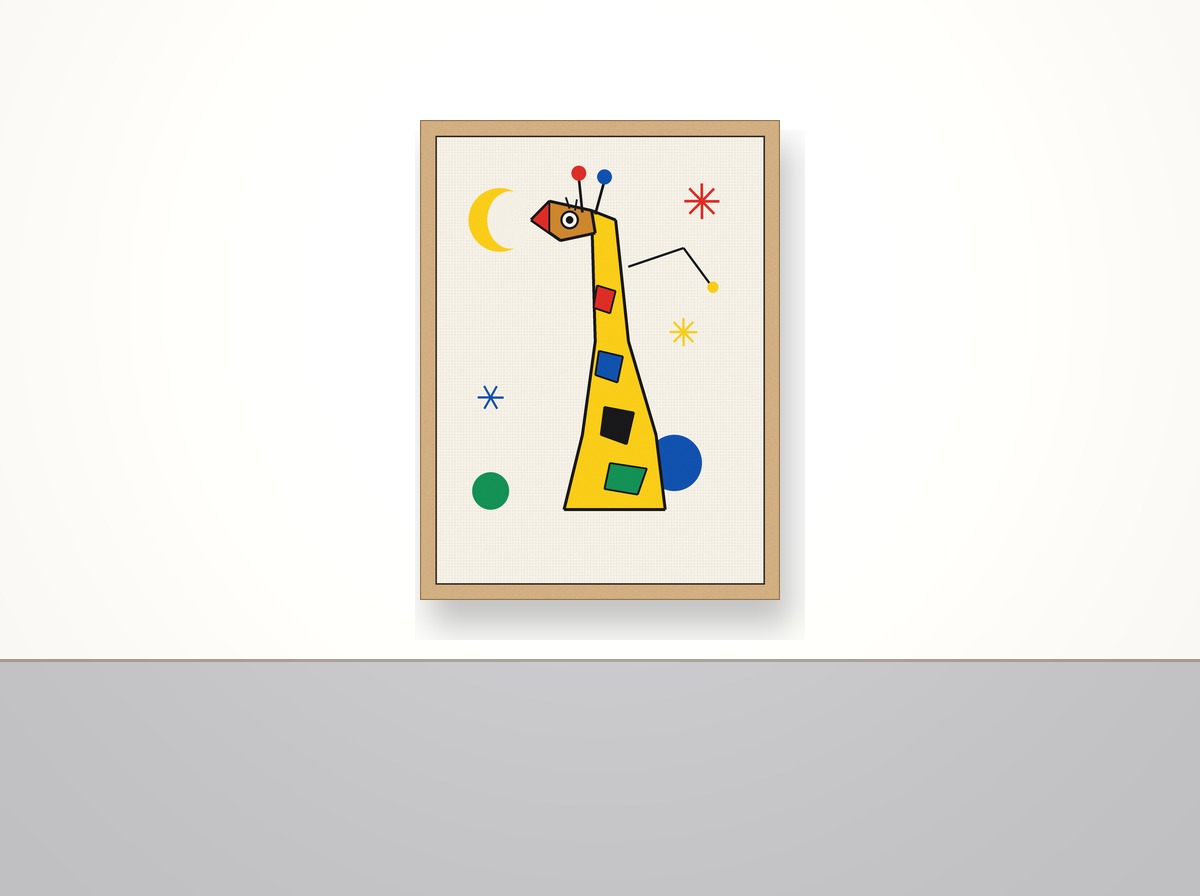 A Giraffe Tall Enough to Reach shown on a wall in a nursery