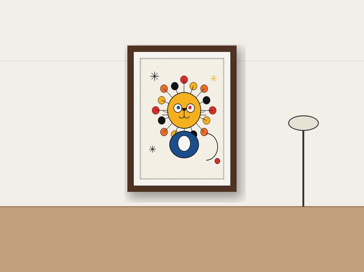 A Lion Made of Sunshine shown on a wall in a child's bedroom
