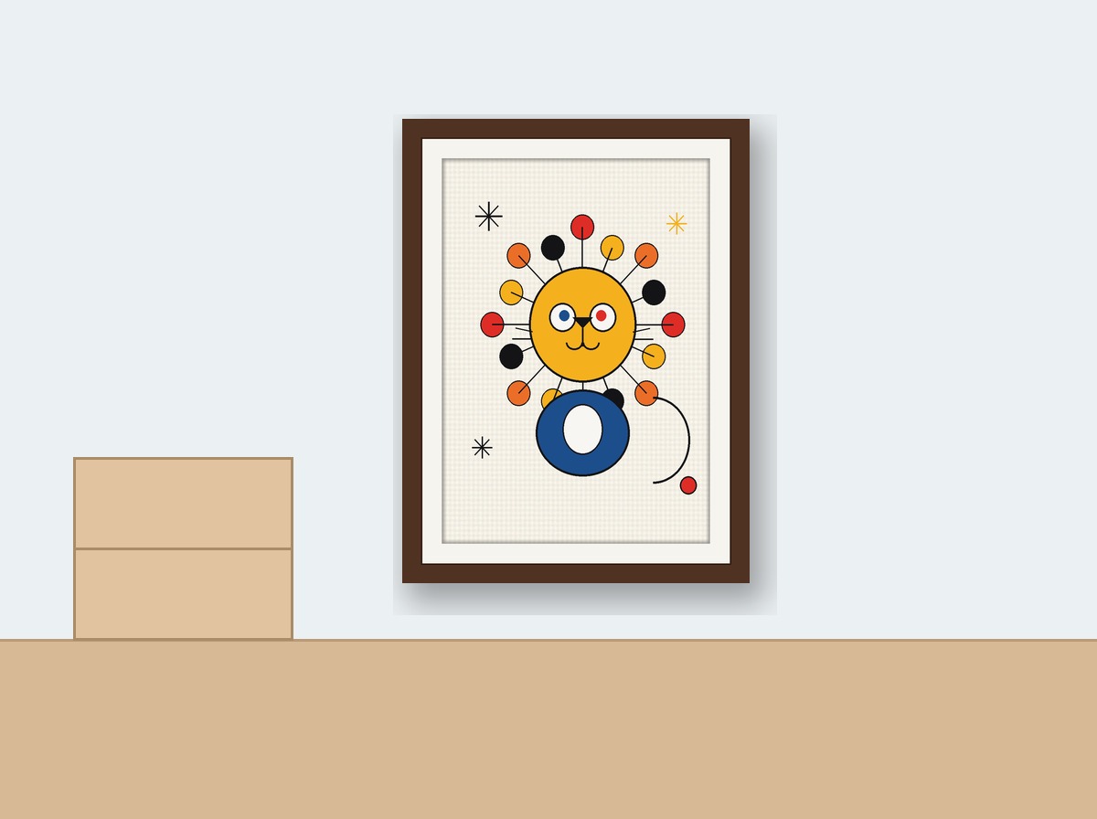 A Lion Made of Sunshine shown on a wall in a playroom