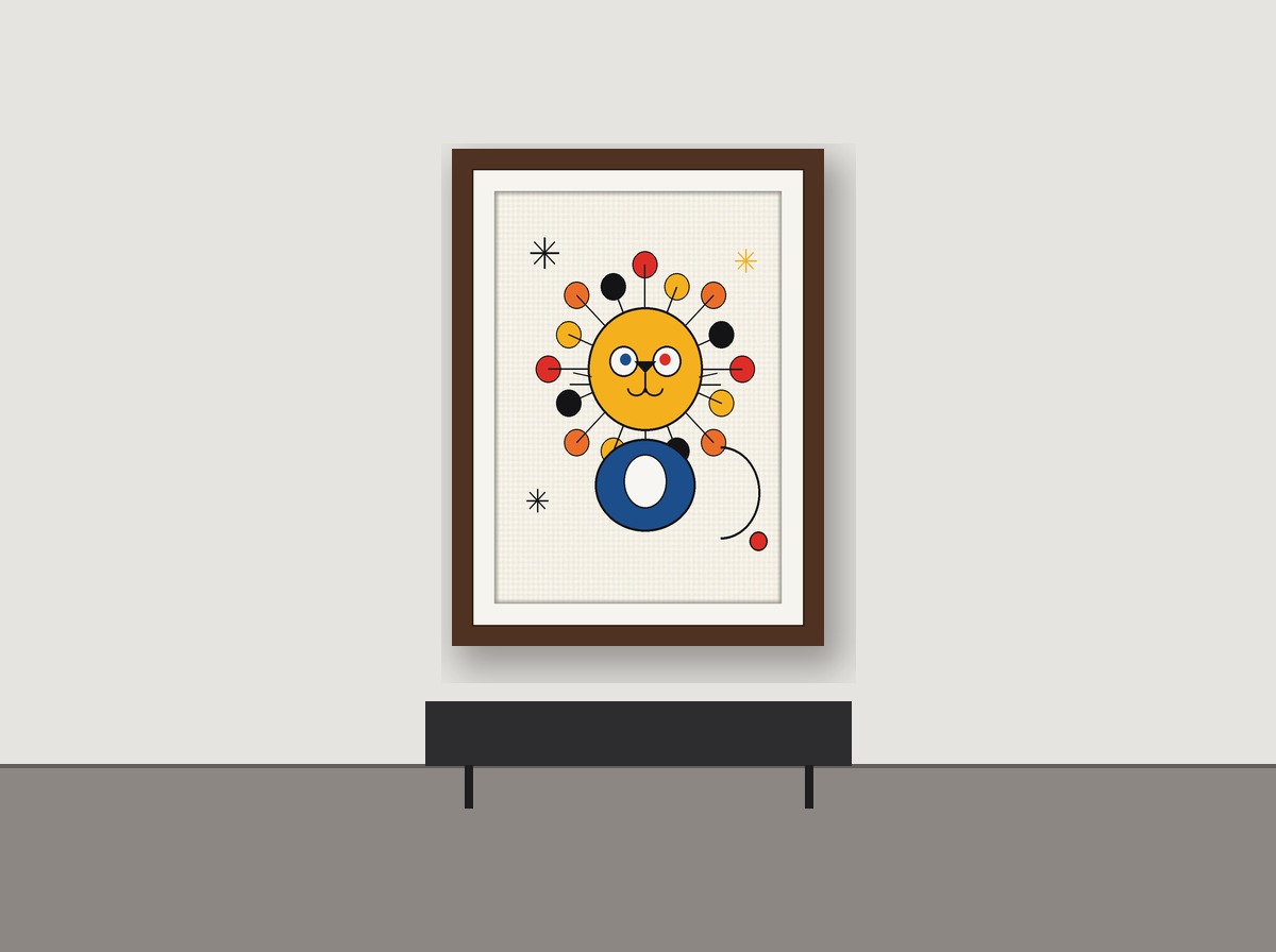 A Lion Made of Sunshine shown on a wall in a nursery
